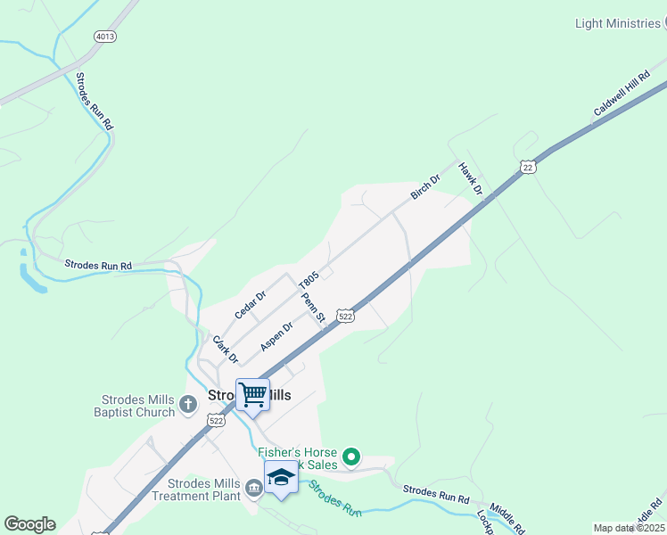 map of restaurants, bars, coffee shops, grocery stores, and more near 138 Birch Drive in Lewistown
