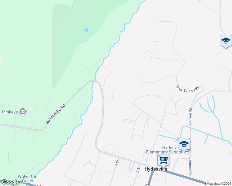 map of restaurants, bars, coffee shops, grocery stores, and more near 6319 Rohnerville Road in Hydesville