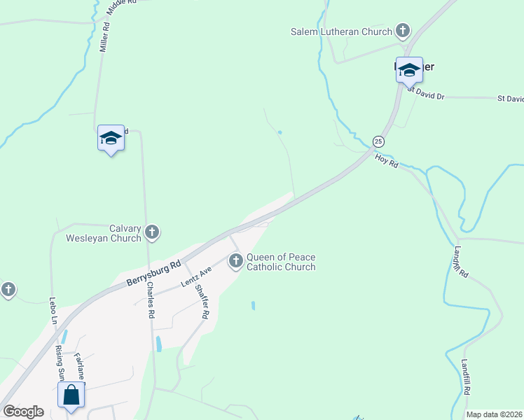 map of restaurants, bars, coffee shops, grocery stores, and more near 817 Pennsylvania 25 in Millersburg