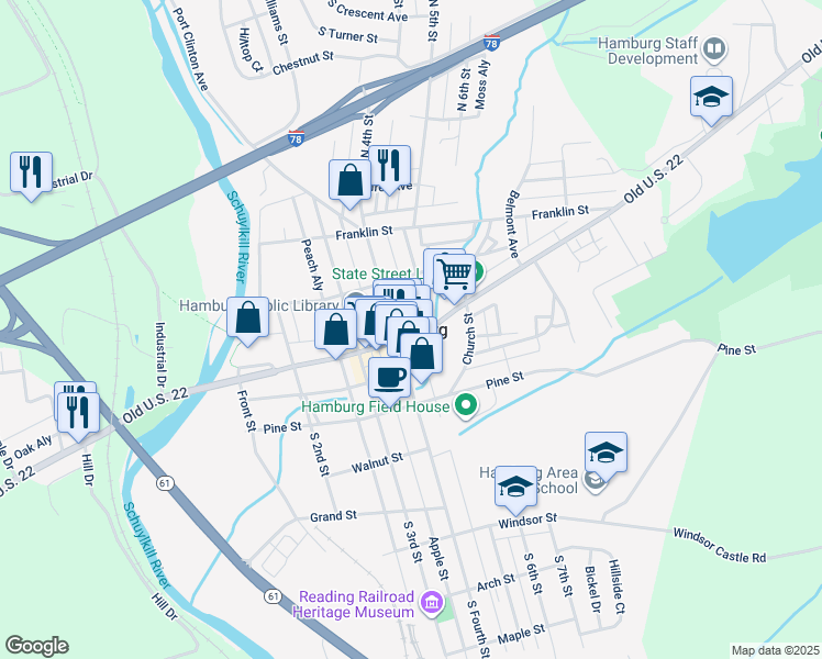 map of restaurants, bars, coffee shops, grocery stores, and more near in Hamburg