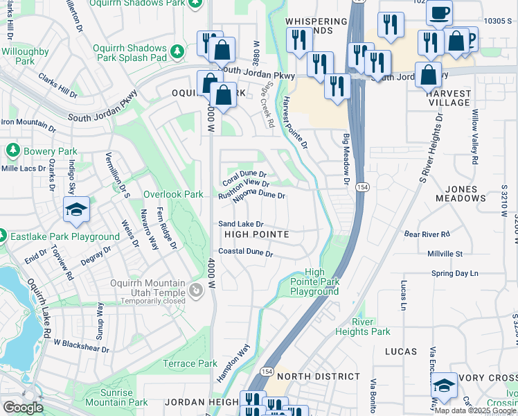 map of restaurants, bars, coffee shops, grocery stores, and more near 10918 Little Sahara Drive in South Jordan