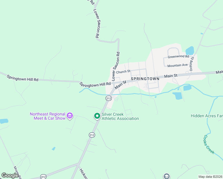 map of restaurants, bars, coffee shops, grocery stores, and more near 3050 Pennsylvania 212 in Coopersburg