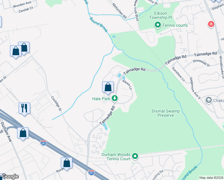 map of restaurants, bars, coffee shops, grocery stores, and more near 22 Wilmbelton Court in Edison