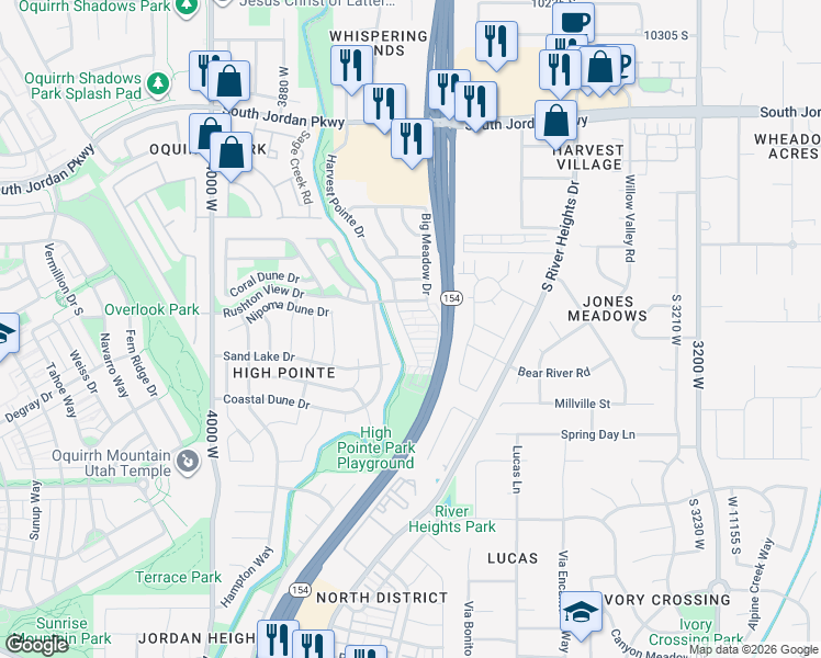 map of restaurants, bars, coffee shops, grocery stores, and more near 3683 Golden Sky Lane in South Jordan