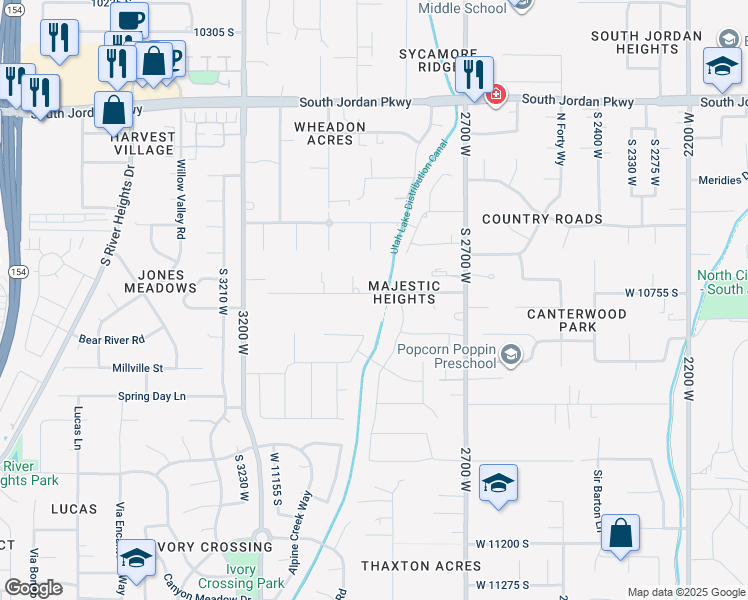 map of restaurants, bars, coffee shops, grocery stores, and more near 2909 West 10755 South in South Jordan