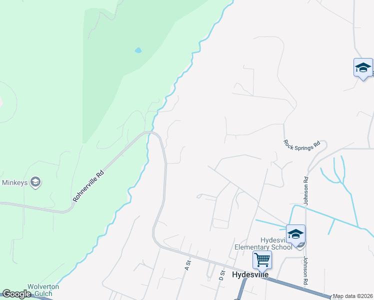 map of restaurants, bars, coffee shops, grocery stores, and more near 6319 Rohnerville Road in Hydesville