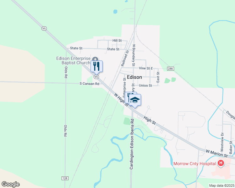 map of restaurants, bars, coffee shops, grocery stores, and more near 220 West High Street in Edison