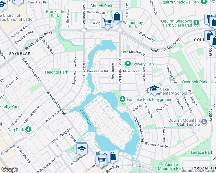 map of restaurants, bars, coffee shops, grocery stores, and more near 10758 Felicity Court in South Jordan