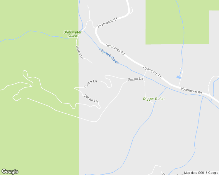 map of restaurants, bars, coffee shops, grocery stores, and more near Doctor Lane in Hayfork