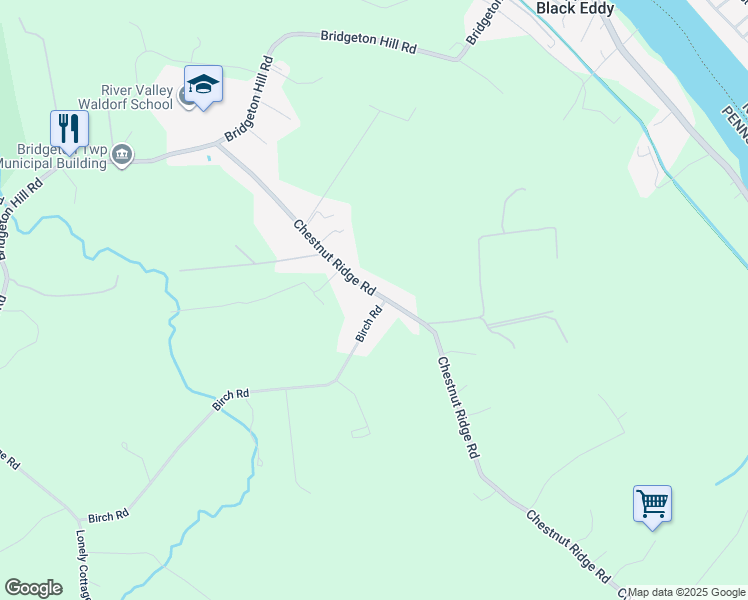map of restaurants, bars, coffee shops, grocery stores, and more near 1604 Chestnut Ridge Road in Upper Black Eddy