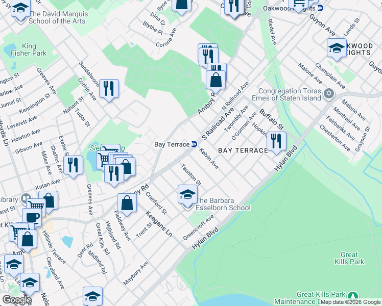 map of restaurants, bars, coffee shops, grocery stores, and more near in Staten Island
