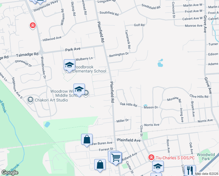 map of restaurants, bars, coffee shops, grocery stores, and more near 211 Plainfield Road in Edison