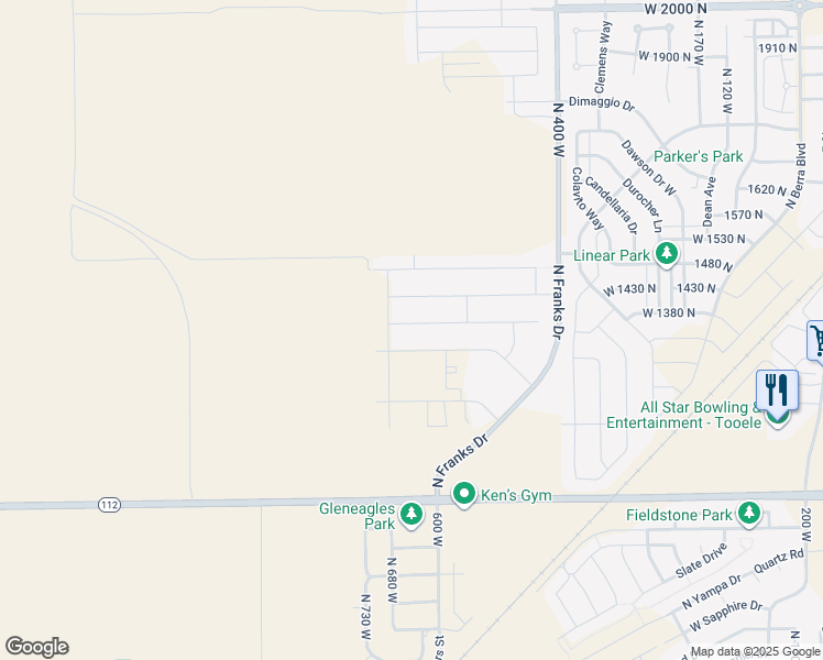 map of restaurants, bars, coffee shops, grocery stores, and more near 643 West 1360 North in Tooele