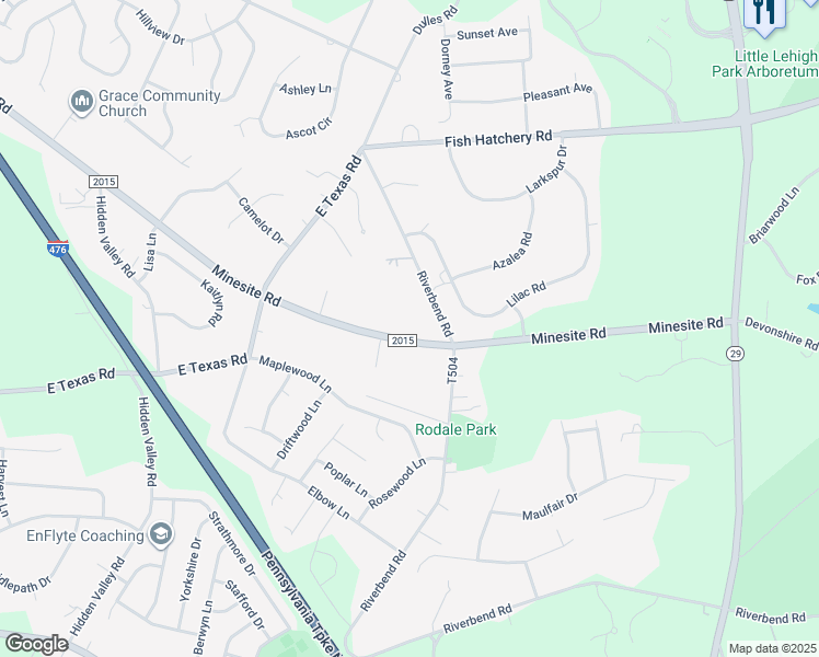 map of restaurants, bars, coffee shops, grocery stores, and more near 1801 State Route 2015 in Allentown