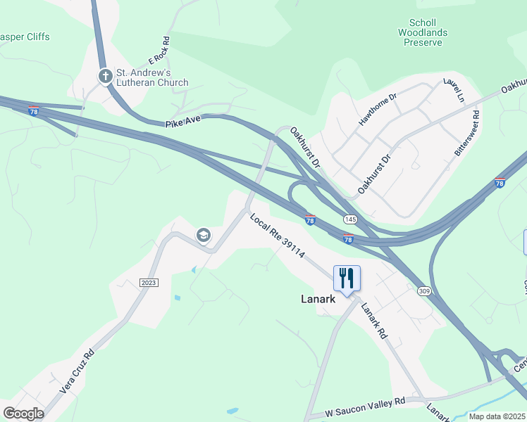 map of restaurants, bars, coffee shops, grocery stores, and more near 3198 Local Route 39114 in Coopersburg