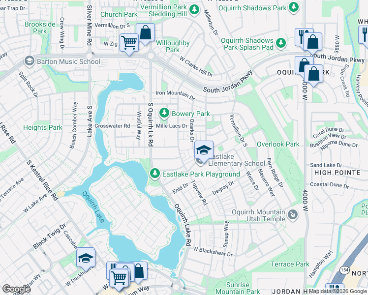 map of restaurants, bars, coffee shops, grocery stores, and more near 10749 Topview Road in South Jordan