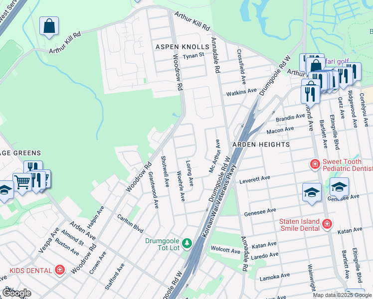 map of restaurants, bars, coffee shops, grocery stores, and more near 3 Loring Avenue in Staten Island