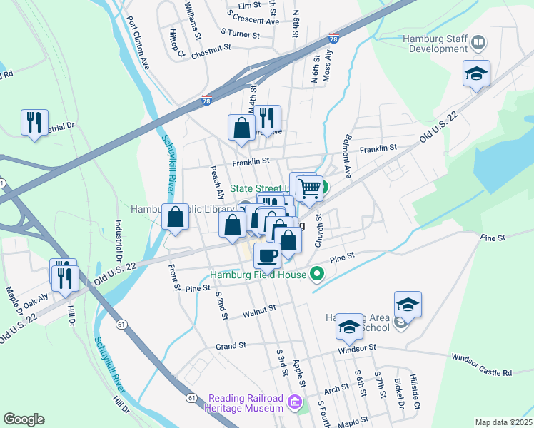 map of restaurants, bars, coffee shops, grocery stores, and more near in Hamburg