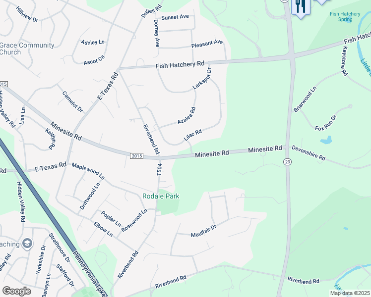 map of restaurants, bars, coffee shops, grocery stores, and more near 3970 Lilac Road in Allentown