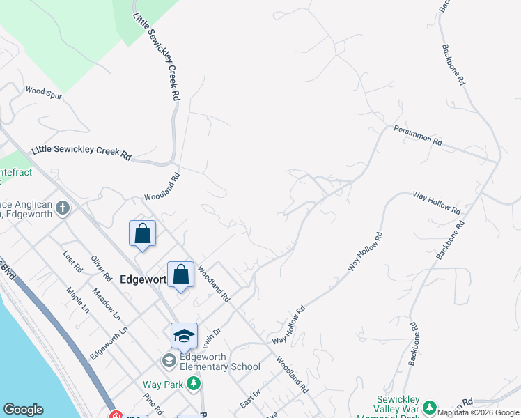 map of restaurants, bars, coffee shops, grocery stores, and more near 302 Sycamore Road in Sewickley