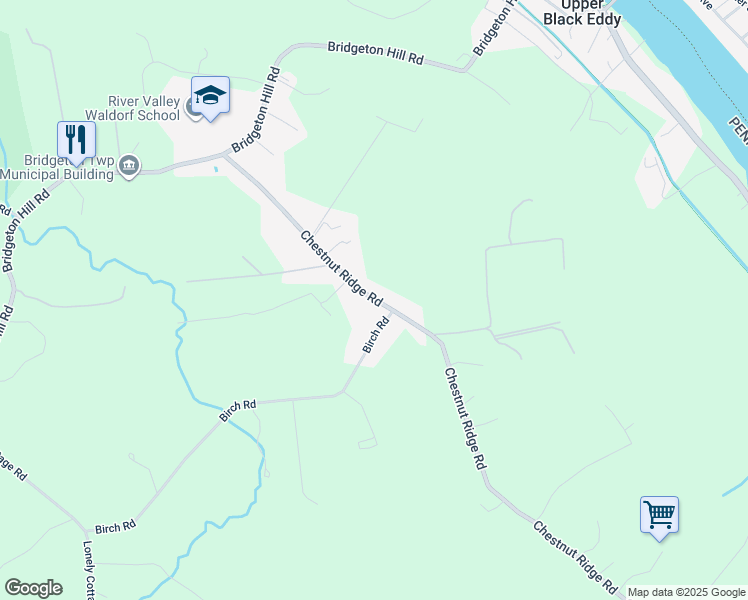 map of restaurants, bars, coffee shops, grocery stores, and more near 1612 Chestnut Ridge Rd in Upper Black Eddy