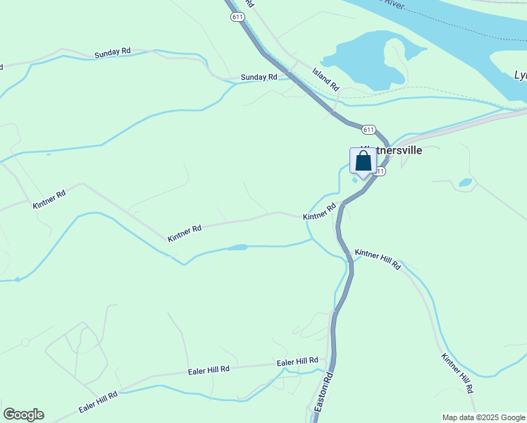 map of restaurants, bars, coffee shops, grocery stores, and more near 663 Kintner Road in Kintnersville