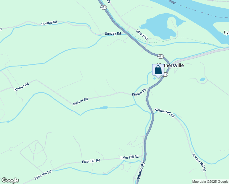map of restaurants, bars, coffee shops, grocery stores, and more near 663 Kintner Road in Kintnersville