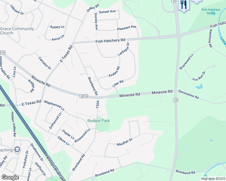 map of restaurants, bars, coffee shops, grocery stores, and more near 3970 Lilac Road in Allentown