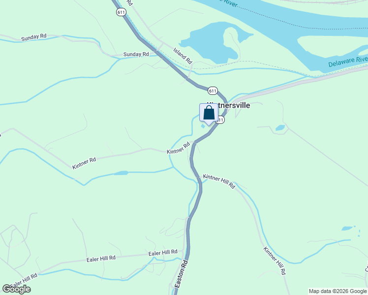 map of restaurants, bars, coffee shops, grocery stores, and more near 824 Kintner Road in Kintnersville