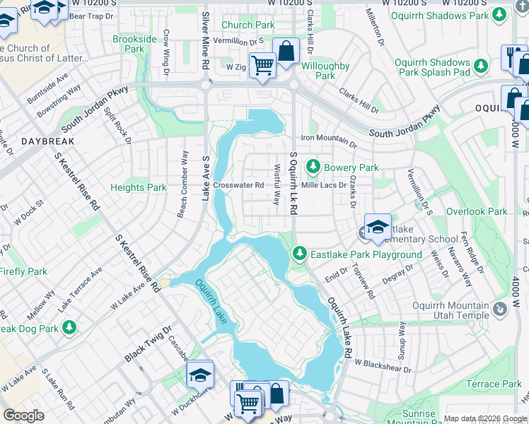 map of restaurants, bars, coffee shops, grocery stores, and more near 4638 West Watery Cove in South Jordan