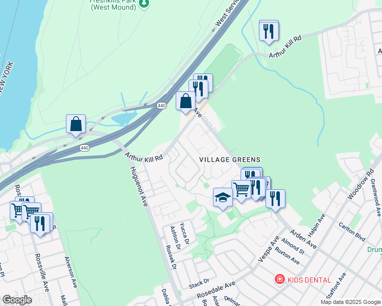 map of restaurants, bars, coffee shops, grocery stores, and more near 5A Carlyle Green in Staten Island