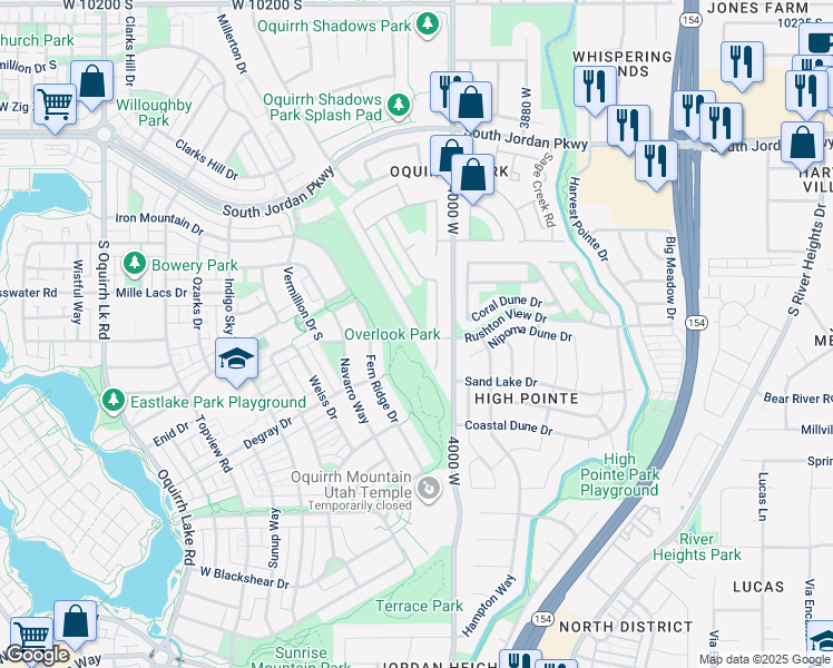 map of restaurants, bars, coffee shops, grocery stores, and more near 4047 Pine Grove Way in South Jordan