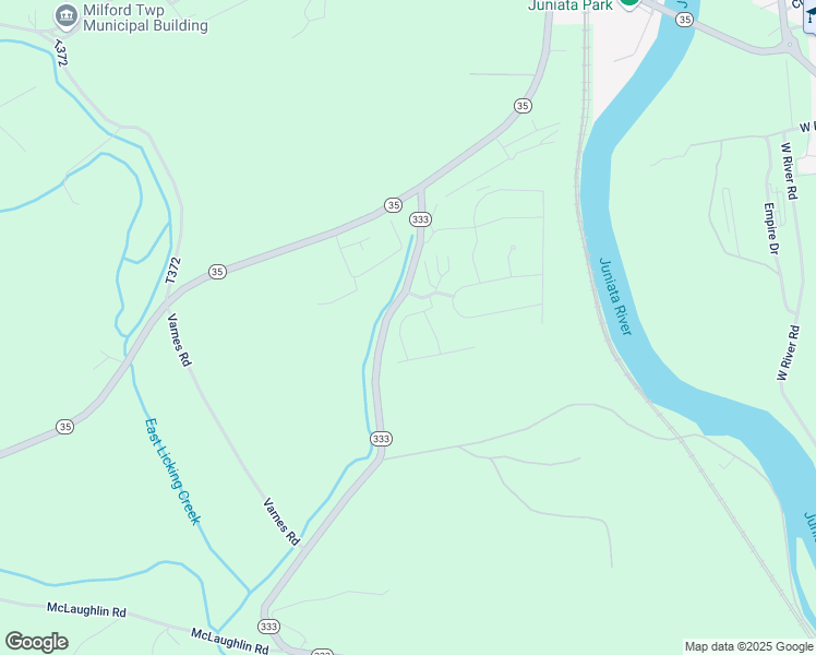 map of restaurants, bars, coffee shops, grocery stores, and more near Winding Hill Drive in Mifflin