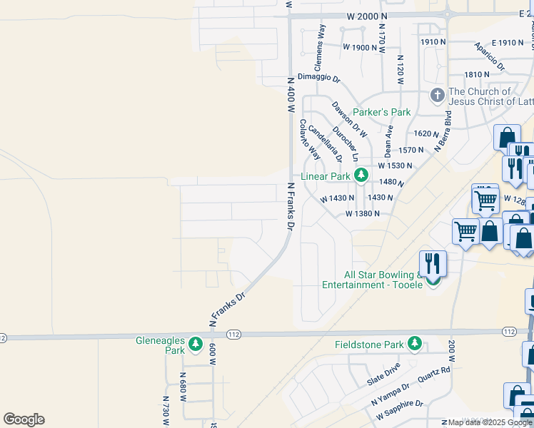 map of restaurants, bars, coffee shops, grocery stores, and more near 1403 Providence Way in Tooele