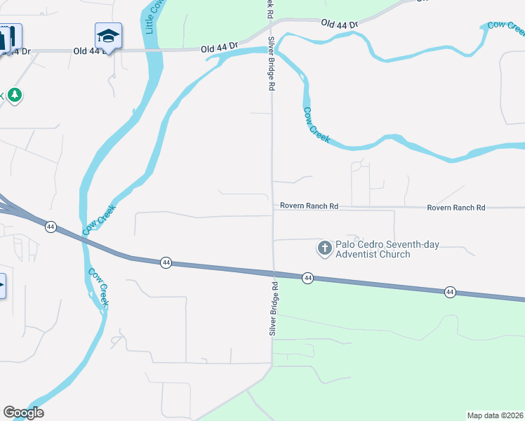 map of restaurants, bars, coffee shops, grocery stores, and more near 9210-9228 Silver Bridge Road in Palo Cedro