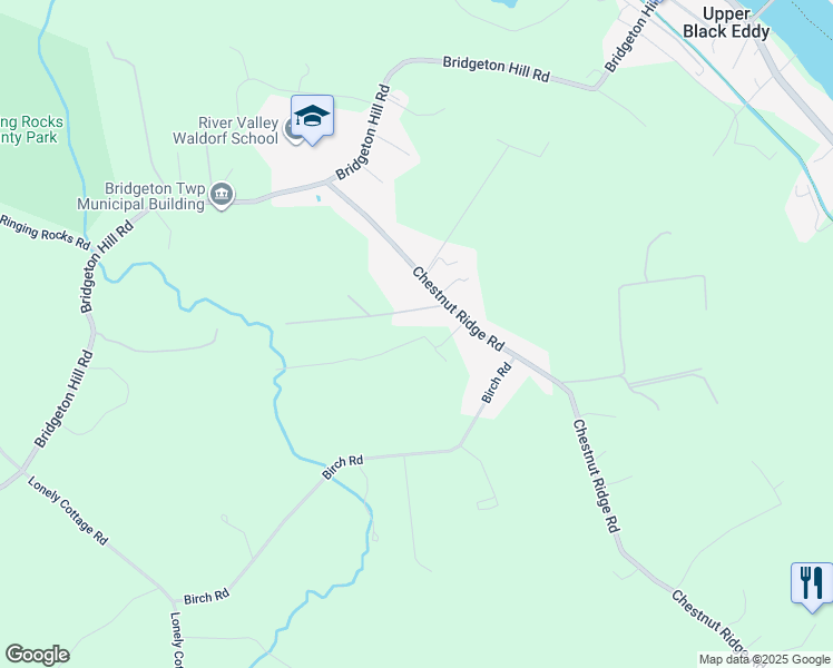 map of restaurants, bars, coffee shops, grocery stores, and more near 1310 Leddys Lane in Upper Black Eddy