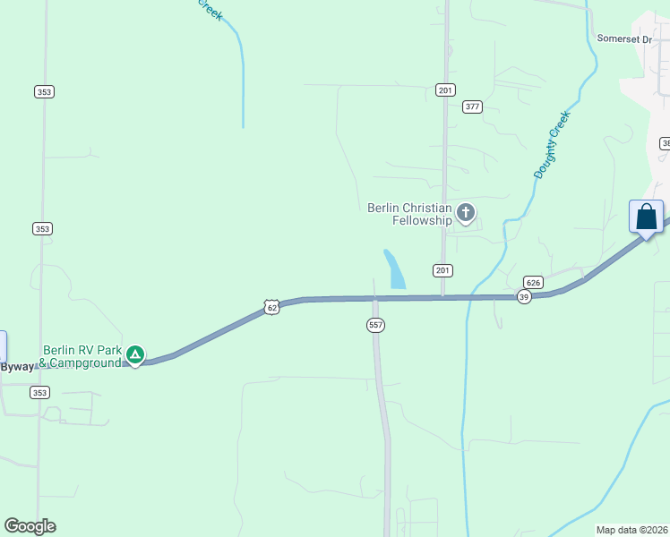 map of restaurants, bars, coffee shops, grocery stores, and more near 5601 Ohio 39 in Millersburg