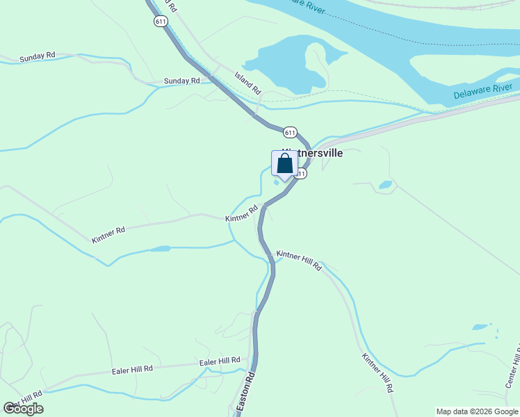 map of restaurants, bars, coffee shops, grocery stores, and more near 824 Kintner Road in Kintnersville