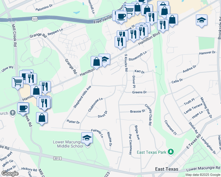 map of restaurants, bars, coffee shops, grocery stores, and more near 5895 Shepherd Hills Avenue in Allentown