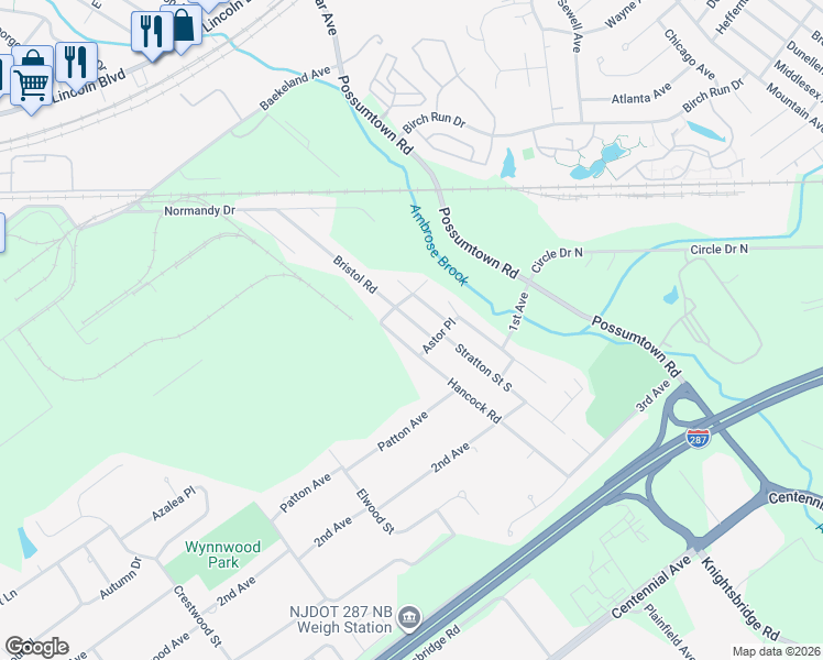 map of restaurants, bars, coffee shops, grocery stores, and more near 78 Bristol Road in Piscataway