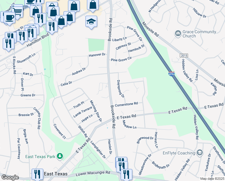 map of restaurants, bars, coffee shops, grocery stores, and more near 1385 North Brookside Road in Wescosville