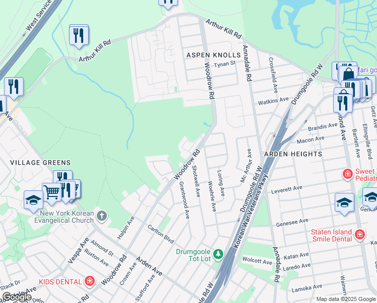 map of restaurants, bars, coffee shops, grocery stores, and more near 1 Erika Loop in Staten Island