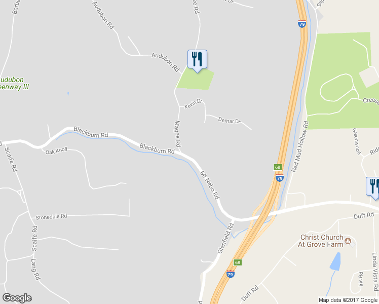 map of restaurants, bars, coffee shops, grocery stores, and more near 3701 Blackburn Road in Sewickley