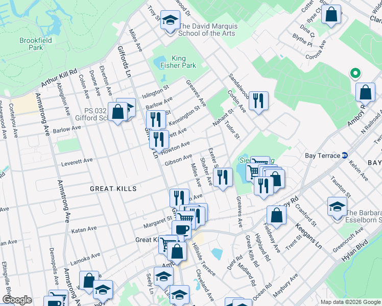 map of restaurants, bars, coffee shops, grocery stores, and more near 88 Howton Avenue in Staten Island