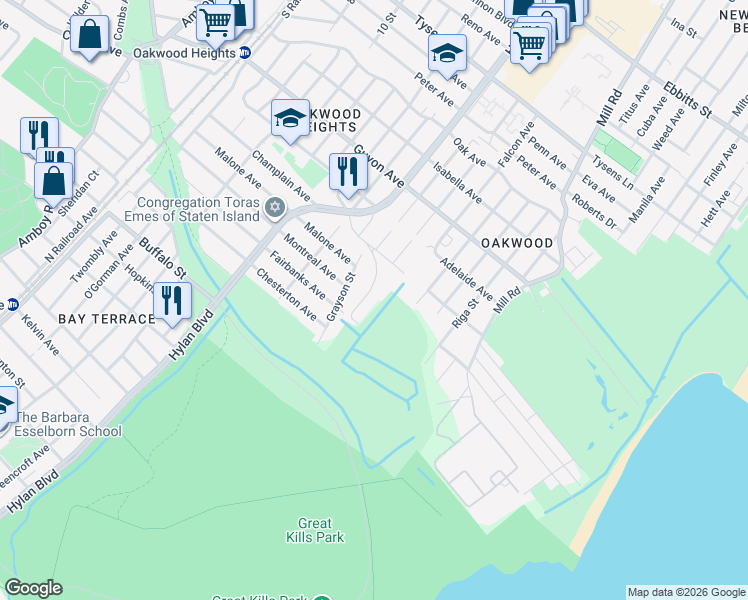 map of restaurants, bars, coffee shops, grocery stores, and more near 133 Brook Avenue in Staten Island