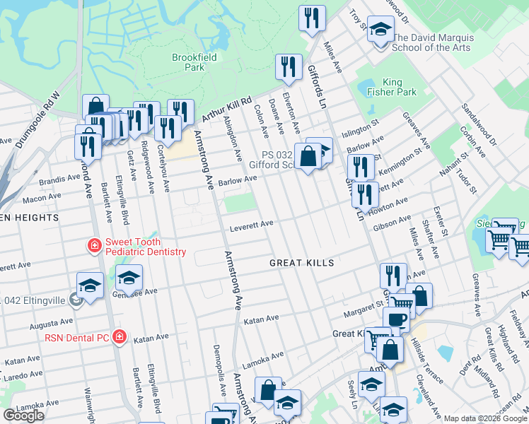 map of restaurants, bars, coffee shops, grocery stores, and more near 297 Abingdon Avenue in Staten Island