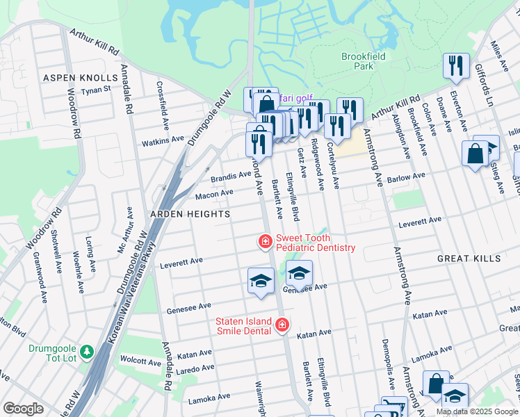 map of restaurants, bars, coffee shops, grocery stores, and more near in Staten Island