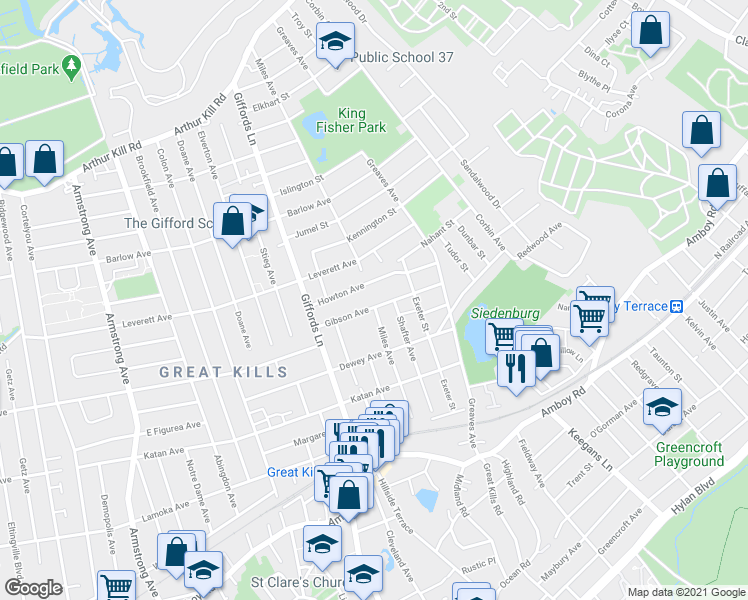 map of restaurants, bars, coffee shops, grocery stores, and more near 88 Howton Avenue in Staten Island