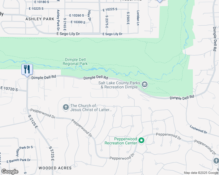 map of restaurants, bars, coffee shops, grocery stores, and more near 2498 Charros Road in Sandy