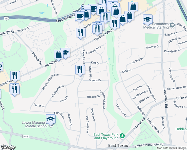 map of restaurants, bars, coffee shops, grocery stores, and more near 5664 Wedge Lane in Wescosville